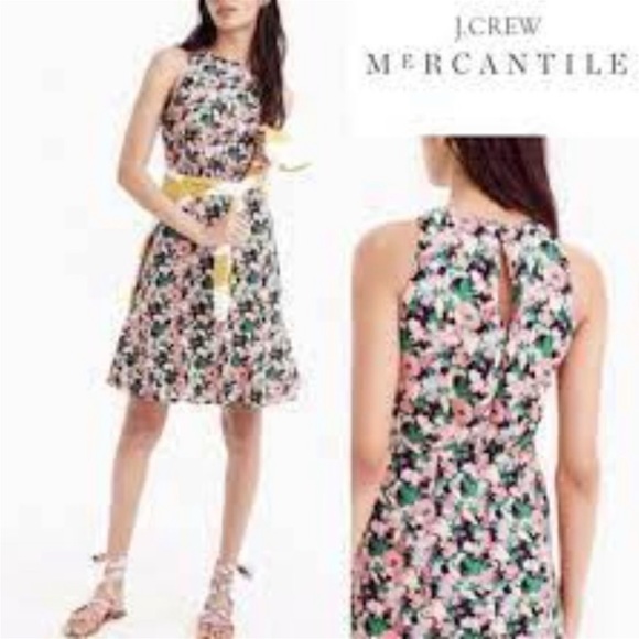 JCrew Mercantile Neon Floral Ruched
Waist Dress - Picture 3 of 10